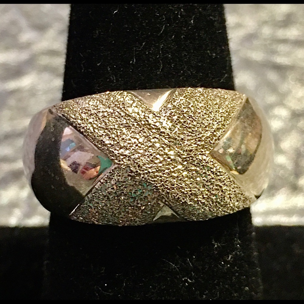 Silver Pave’ or Micro-Pave’ Band Ring, size 9
